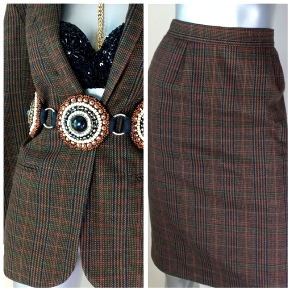 SAG HARBOR Wool Blend Two-Piece Houndstooth Dark VTG Academia Femi ine PowErSuit - Picture 5 of 15